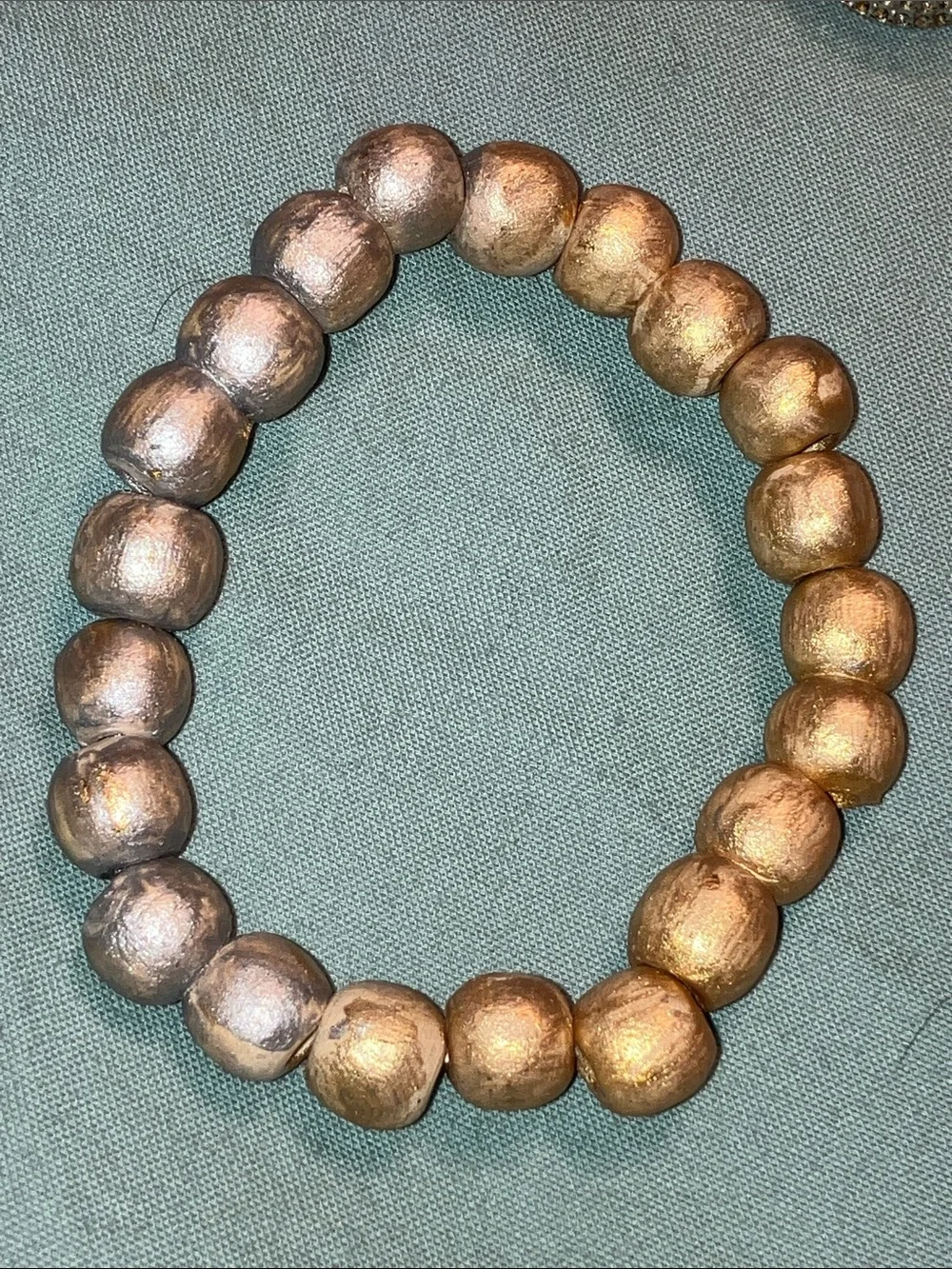 3 pc. Set Silver -Tone Beaded Stretch Bracelet & Ring & Keychain